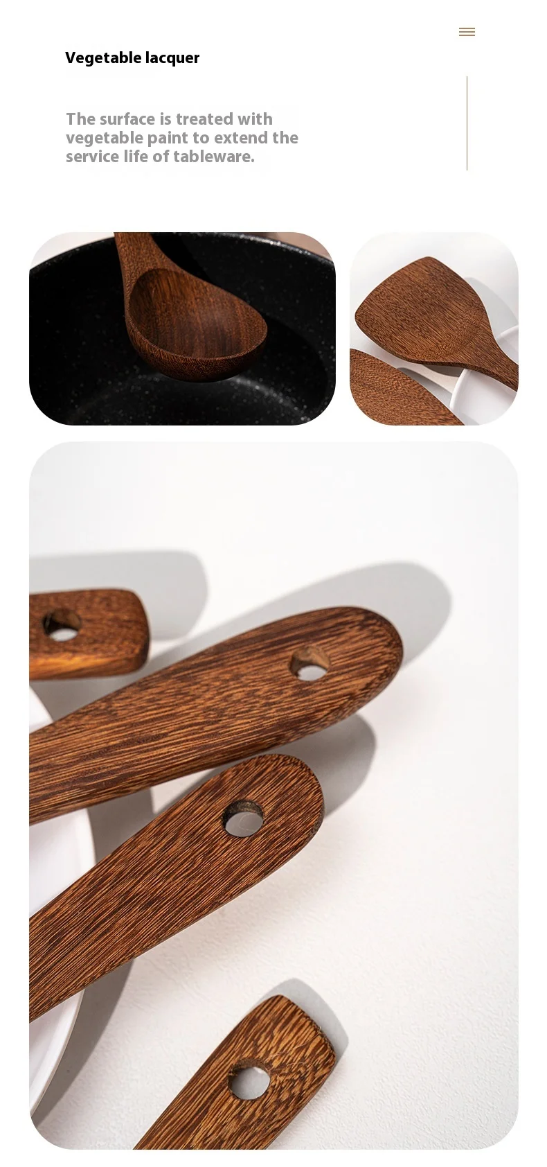 product set of no paint chicken wings wooden soup spoon frying dish spatula household non stick kitchenware-11