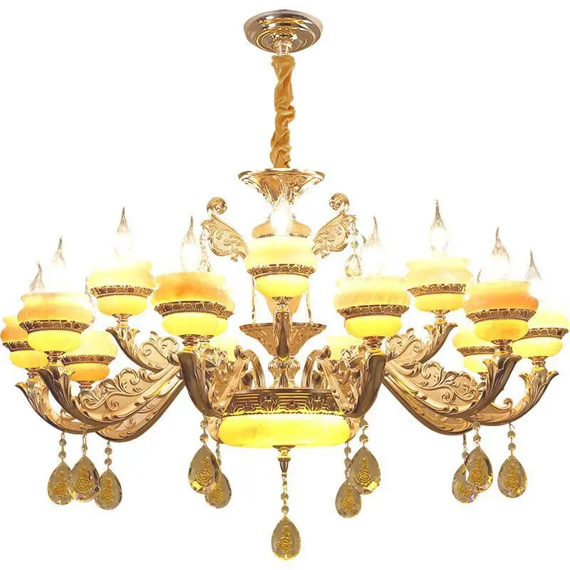 Luxury Decoration Gold Ceiling Light Clear Crystal Chandelier For Dining Room Zinc Alloy Arms Chandelier Luxury Hotel Lighting