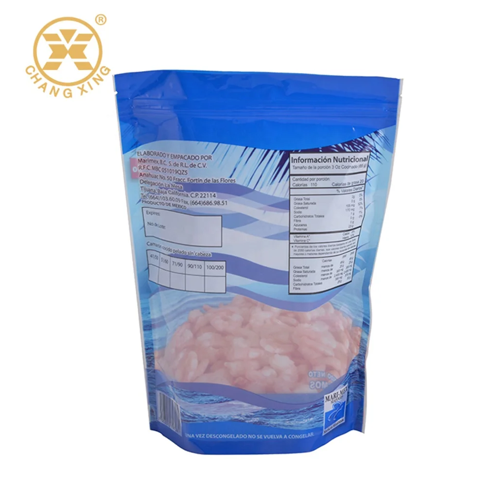 Plastic Vacuum Bags For Frozen Fish Food Products Packaging Stand Up