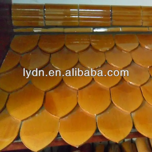 Glazed Fish Scale Clay Roof Tiles With Holes Easy Installation - Buy