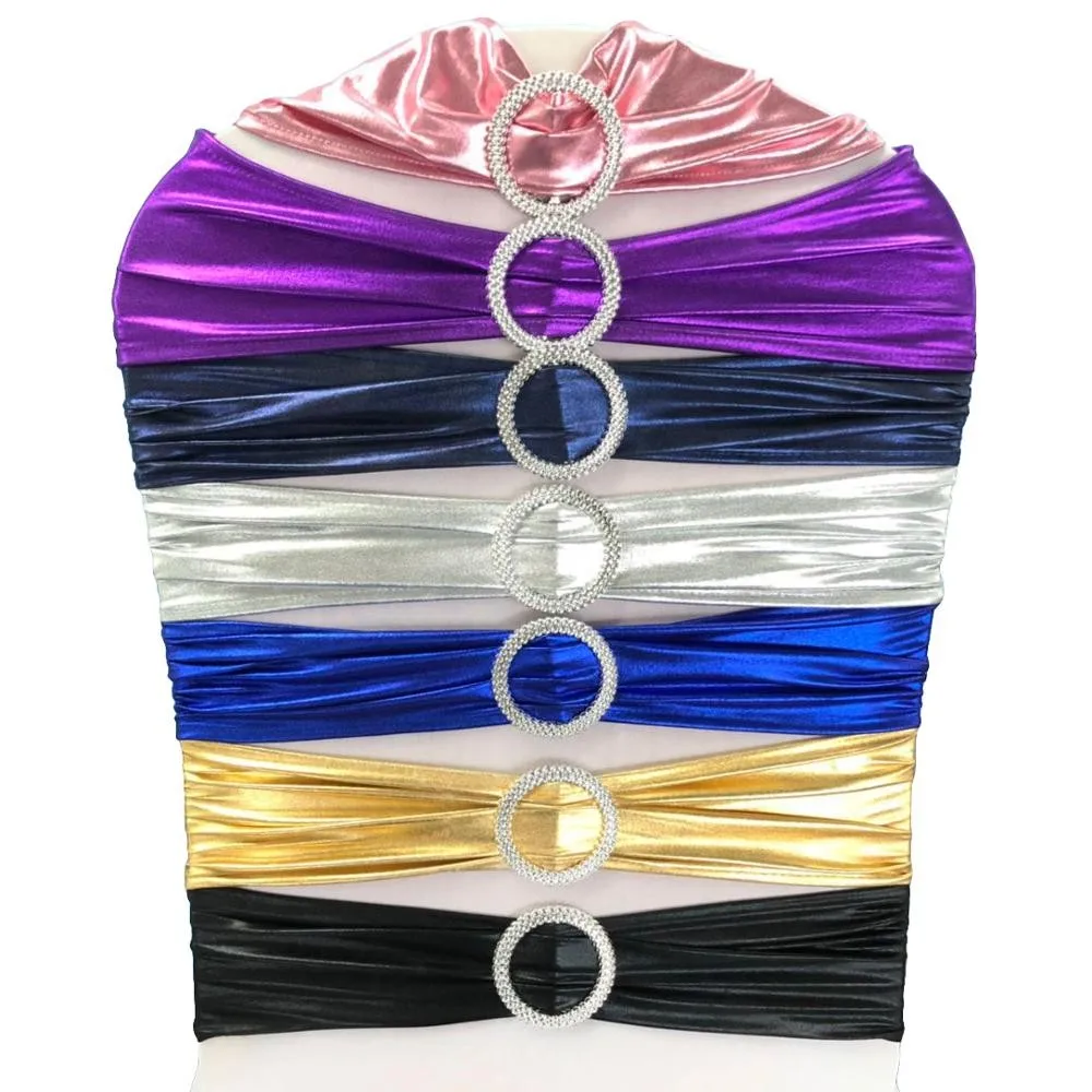 Elastic Lycra Cheaper Royal Metallc Gold Chair Bands Elastic Banquet