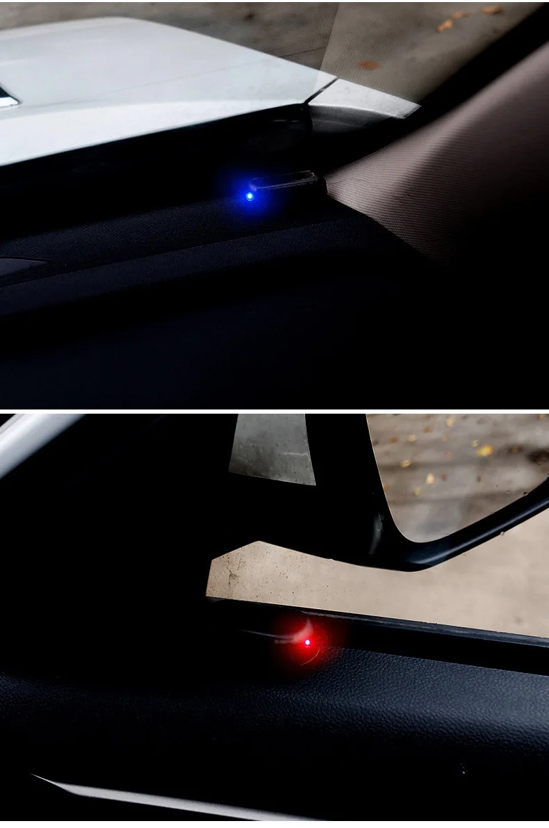 Solar-Powered LED Decorative Anti-Theft Strobe Lights Red Blue Wiring-Free Warning Lights Car LED Flash Warning Light