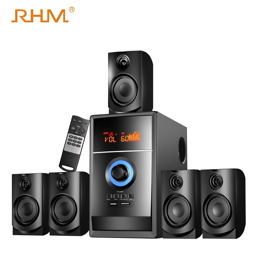 Rhm 5.1 Home Theater Amplifier Speaker System With Usb Sd Fm Remote Bt