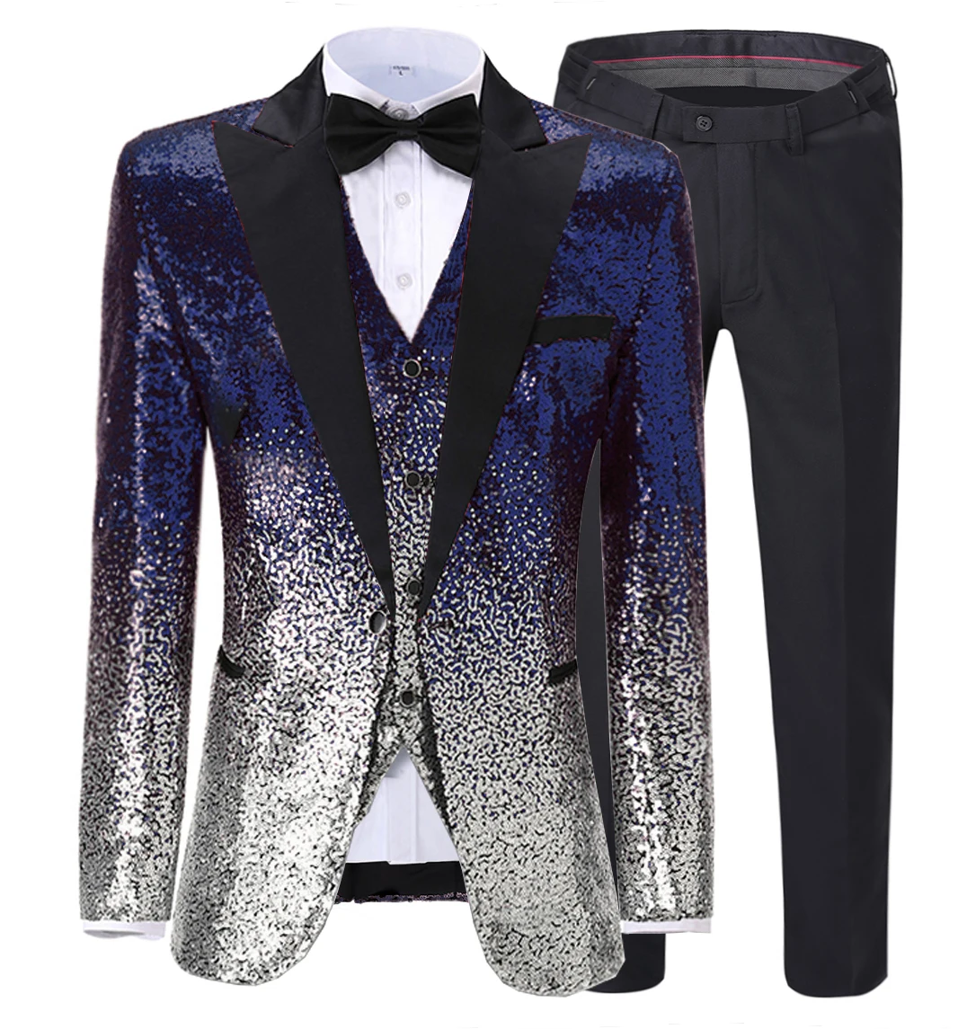 Retail Costume Paillette Sequins Men Suits Slim Fit Custom Men's Suit ...