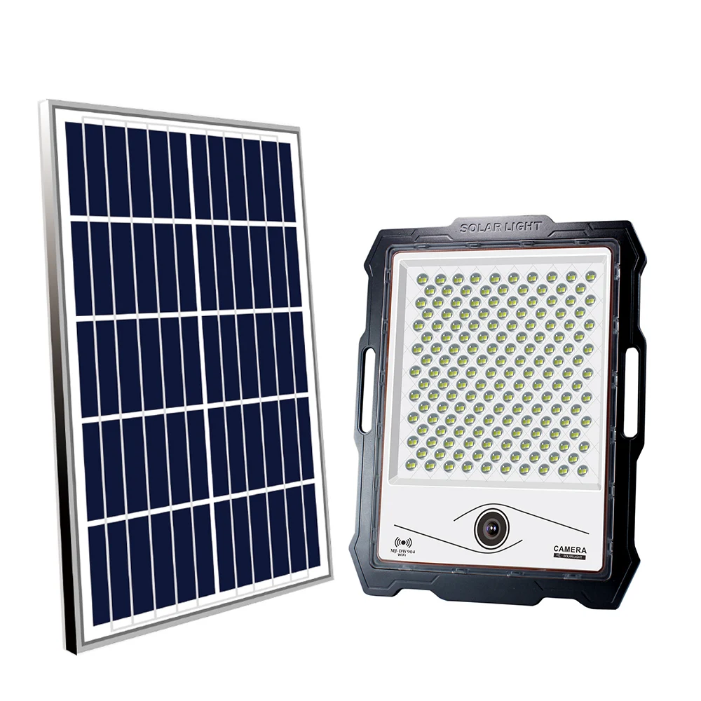 400W Floodlight security Camera with solar panel easy installation for outdoor