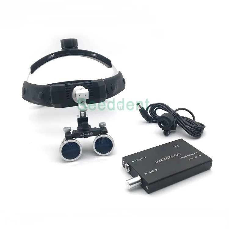2.5x 3.5x 420mm Magnifying Glass / Headband Dental Loupes With Led
