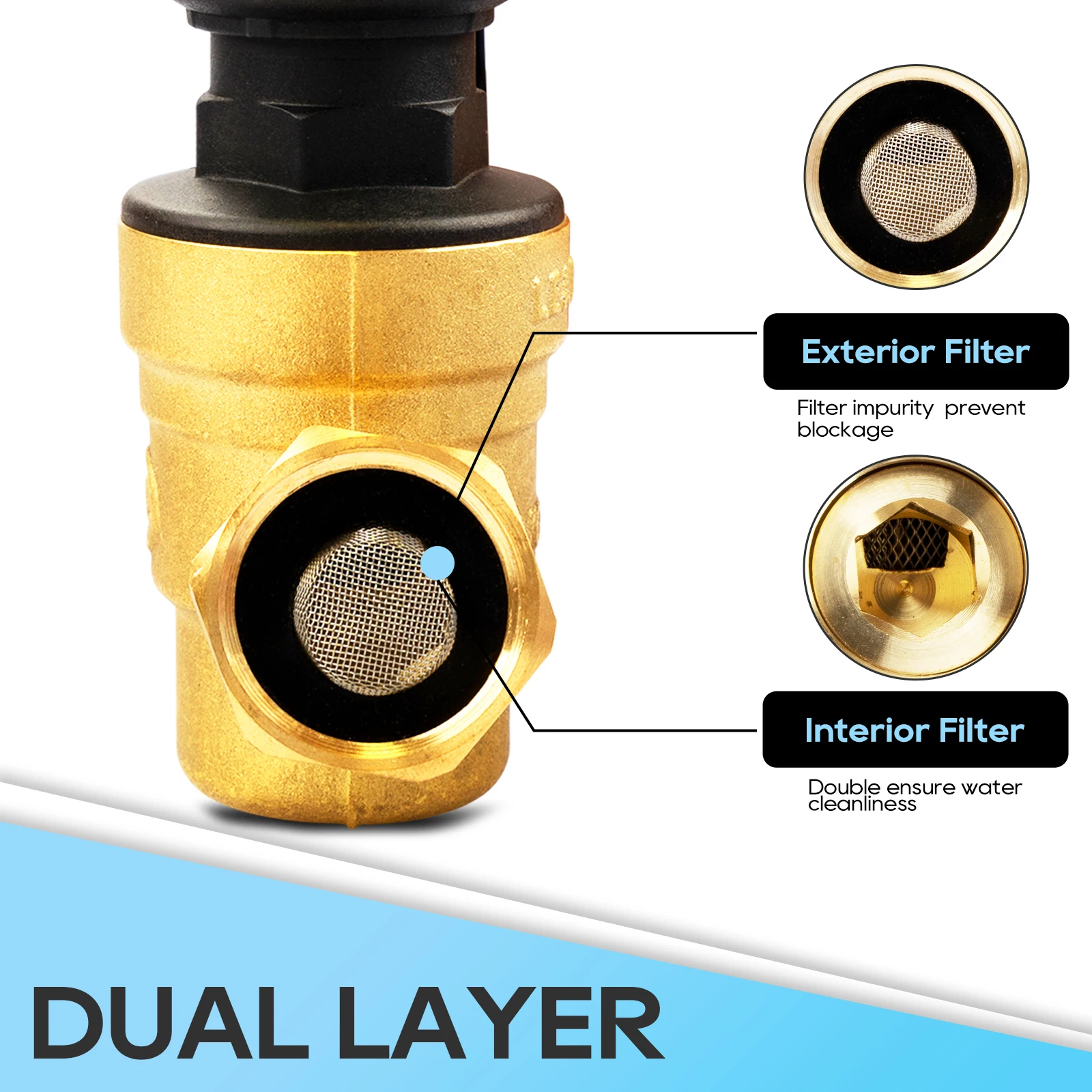 Rvguard Handle Adjustable Rv Water Pressure Regulator Valve,Brass Lead