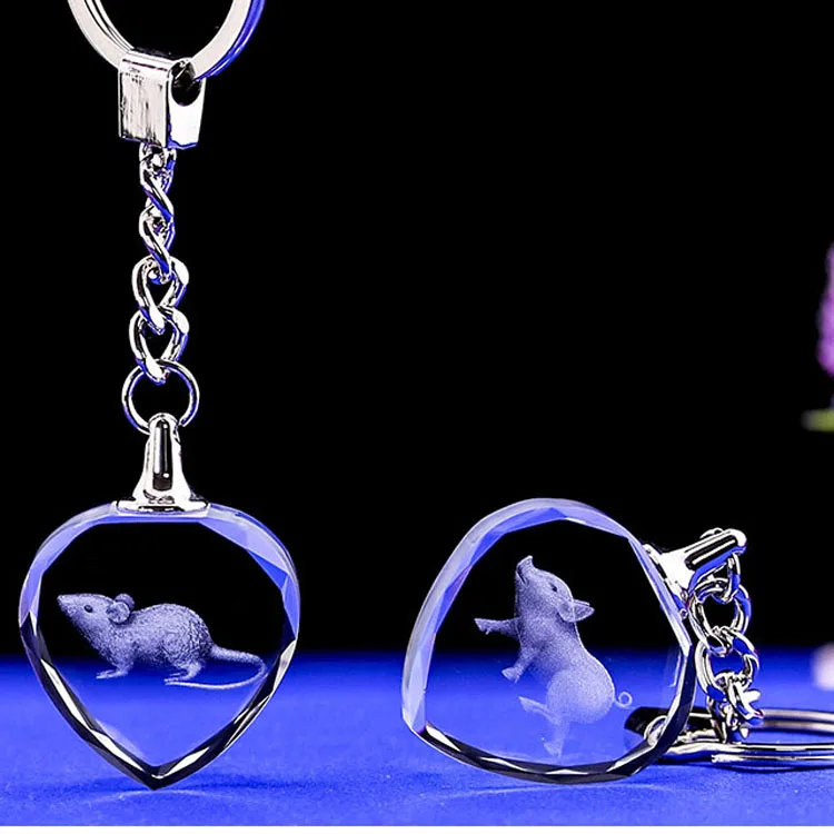 product keychain professional crystal laser crystal customized gifts 3d glass silver laser engraving keyring custom glass 1 color cnzhe-25