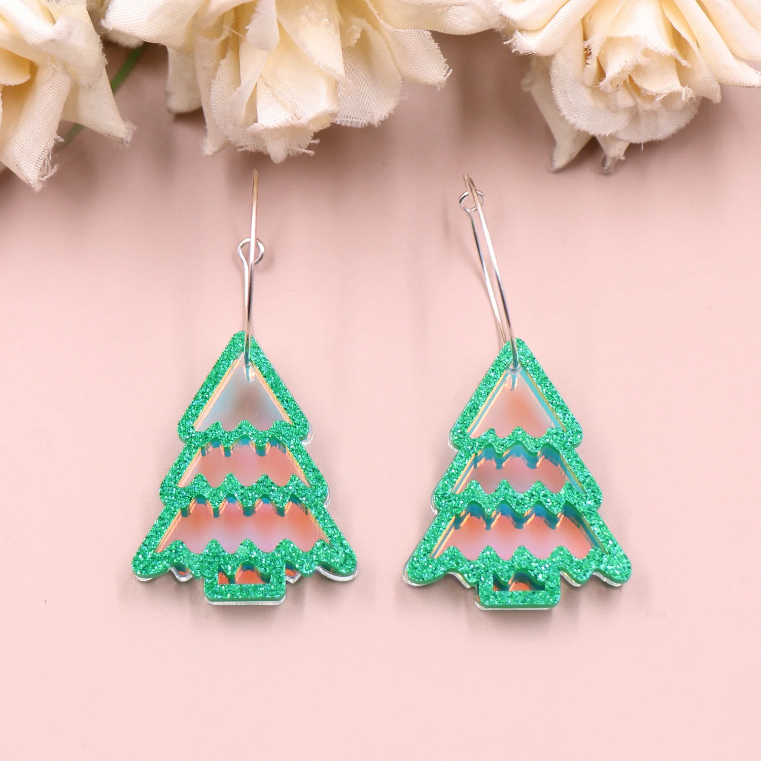 ERS356ER1617 1pair 35mm New product CN Hoop christmas tree TRENDY Acrylic earrings Jewelry for women factory