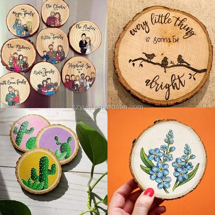 2020 Amazon Hot Sale Unfinished Natural Wood Slices DIY Wood Crafts Christmas Ornaments