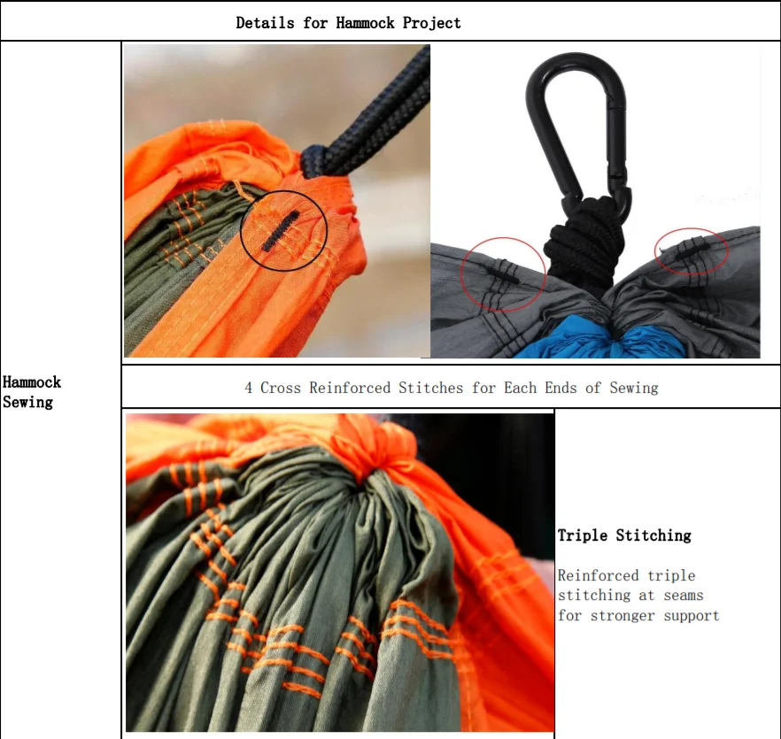 Custom brand low moq Lightweight Parachute Nylon portable Hammock with tree ropes and carabiner