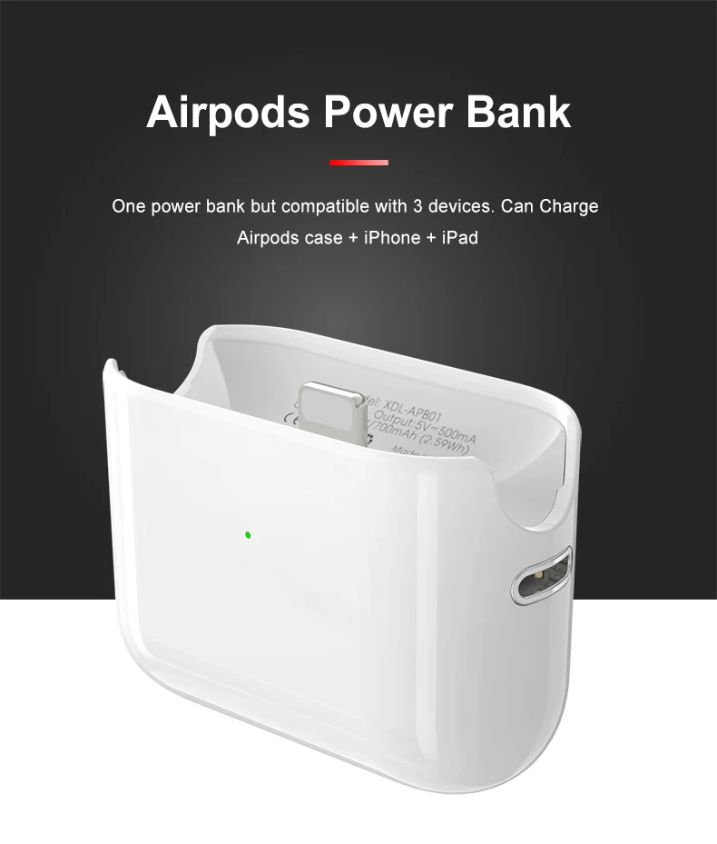New gadget Mini power bank for airpods slim portable charging case for ipad series white color emergency charger 700mAh - ANKUX.COM