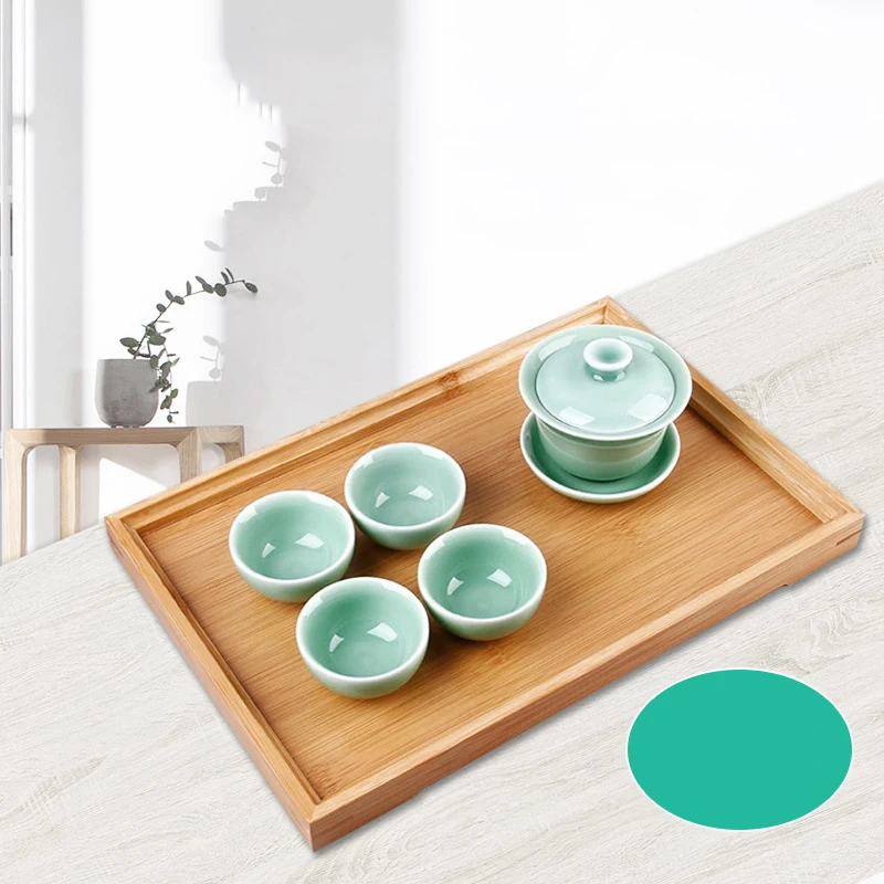 High quality china custom round wood crafts food serving tray wooden floating bamboo service rolling tray with handles for tea