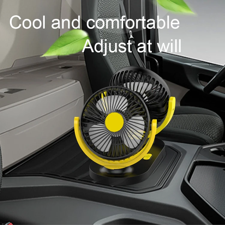  Summer Car Air Conditioner Fan 360 Degree Rotating Adjustable Double Heads Air Fan Mini Electronic USB Cooling Fan for Car 