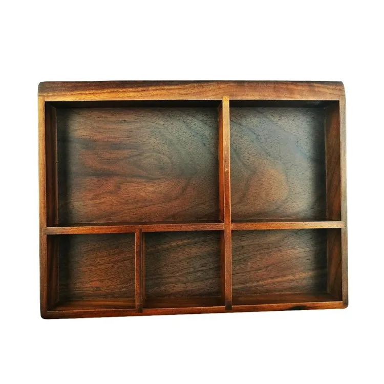 wooden trays with handles and dividers