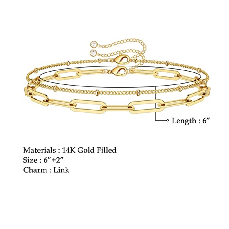 MELELIFE 14K Gold Bead Chain Bracelet For Women & Men - 5mm, Lobster Clasp, Sizes 6.5" To 9"