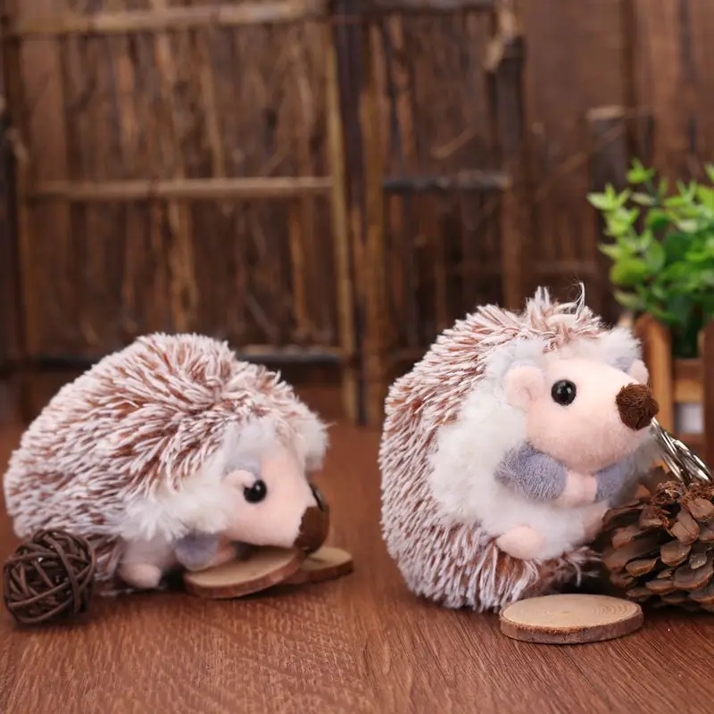 10CM Kawaii Hedgehog Animal Plush Stuffed Toy Dolls Key Chain pendantBLUS 
