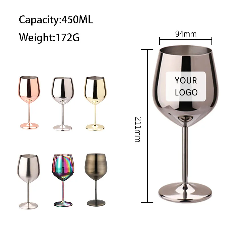 Fse 450ml Cocktail Glass Metallic Wine Glasses Double Wall Metal Wine