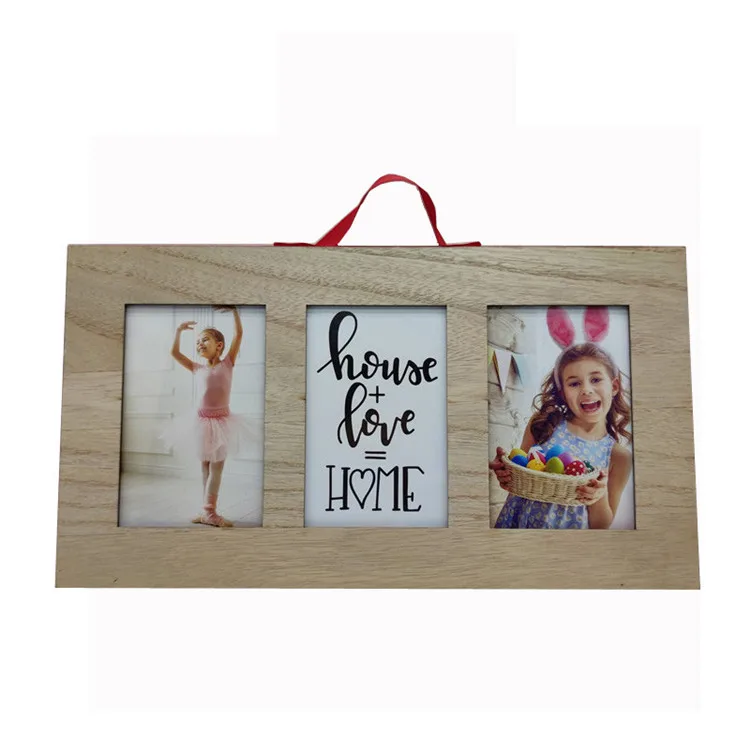 PHOTA Simple classic design 3-opening wooden picture frame for displaying your favorite pictures