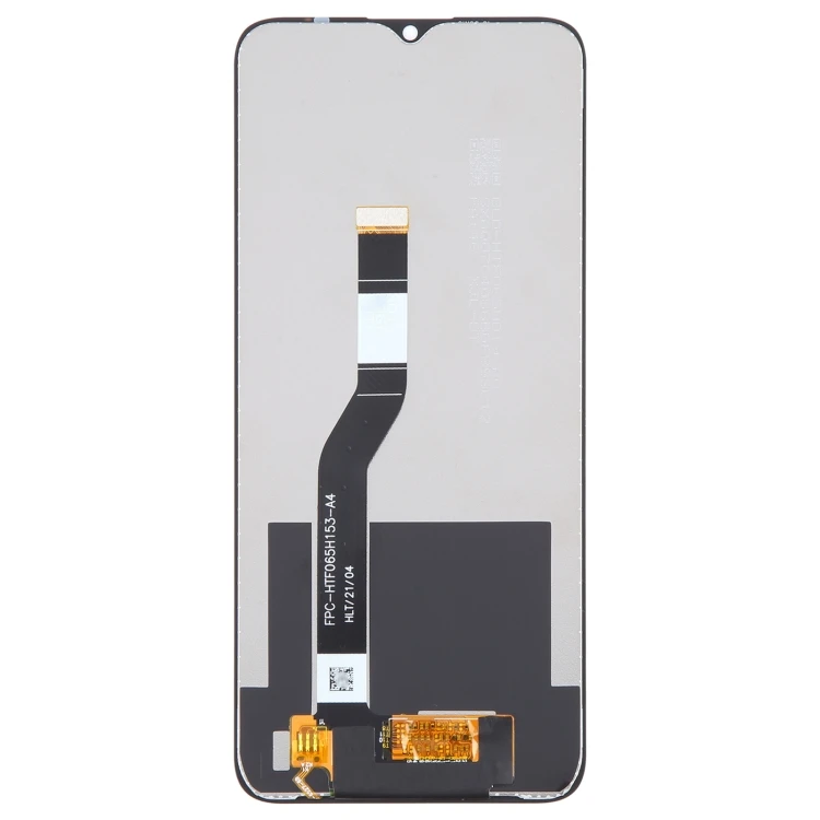 Wiko Y50 LCD touch screen replacement assembly showing flex cable, glass surface, and frame cutout