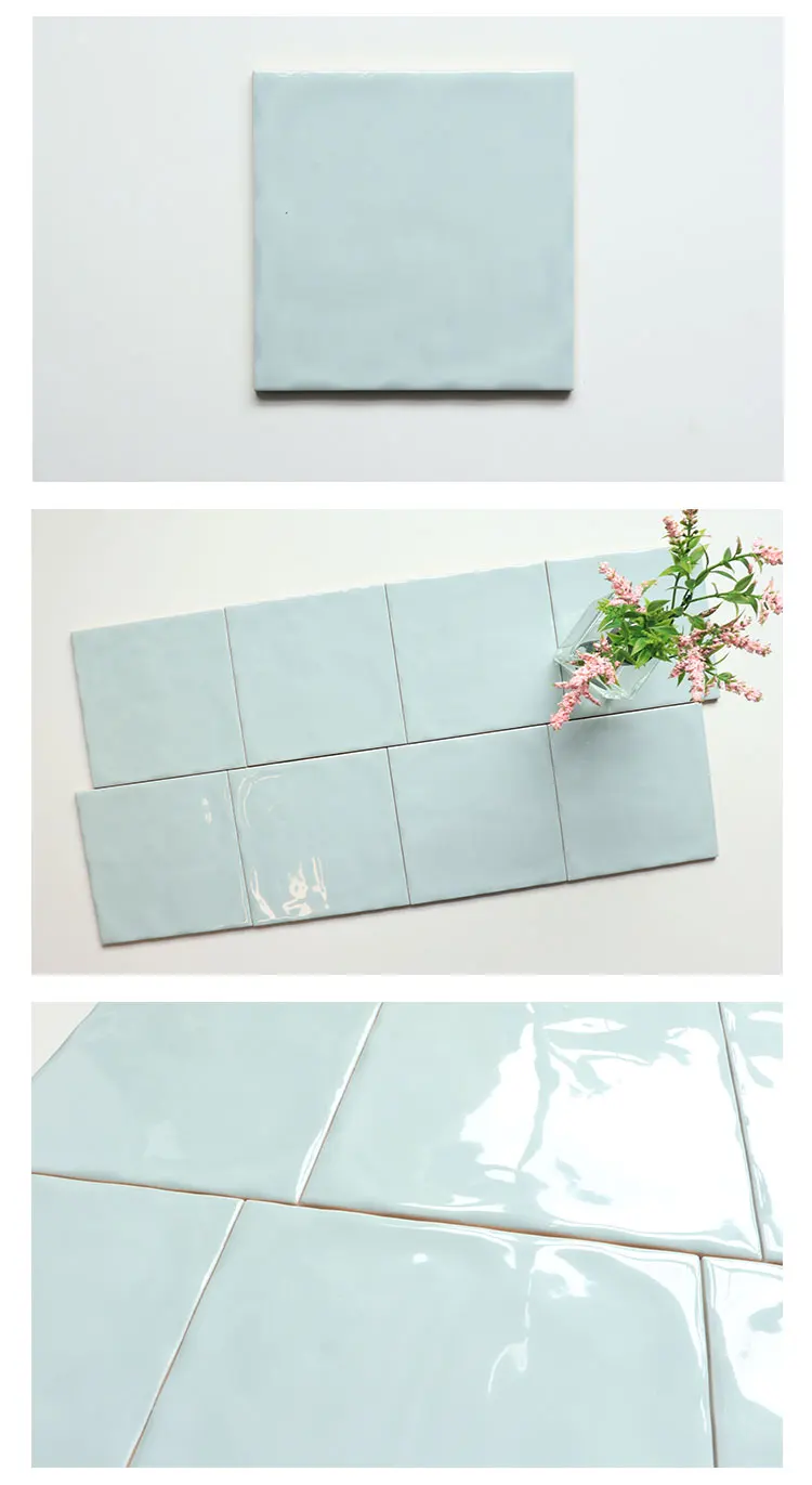 15*15cm Living Room Background Ceramic Wall Tile Sky Blue Color Designs