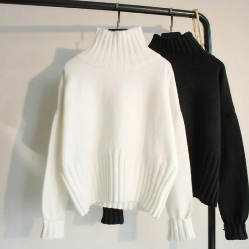 women knitted ribbed slim turtleneck sweater pullovers autumn