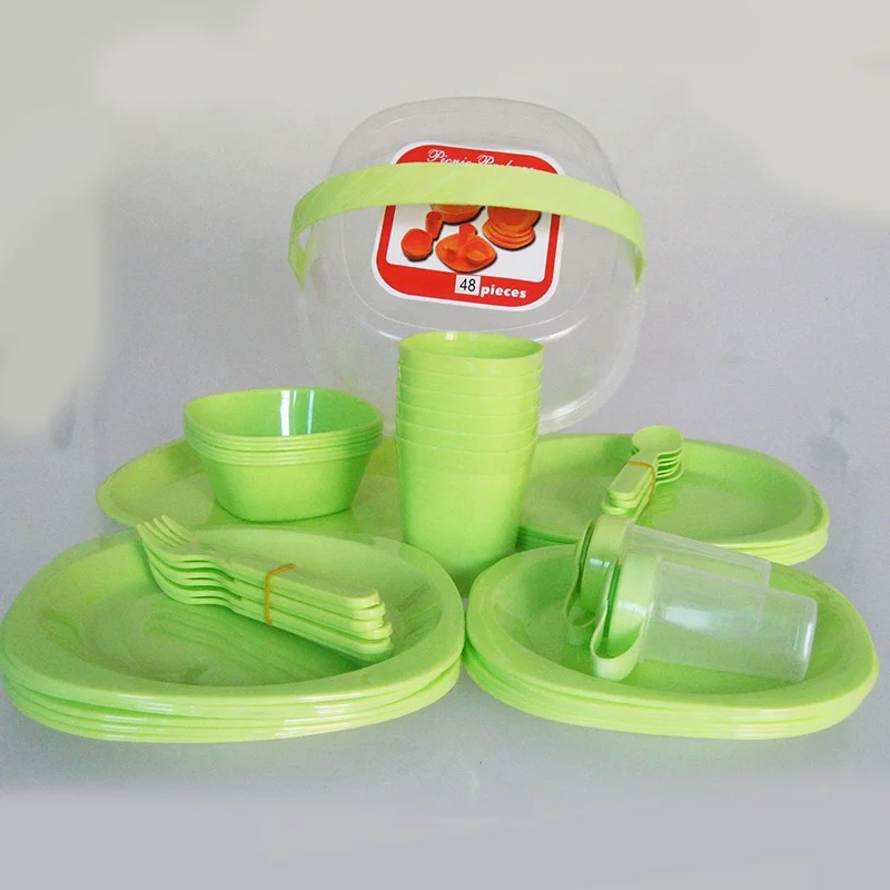 Bpa Free Picnic Complete Dish Set Plastic 4 Person Dinnerware Set With