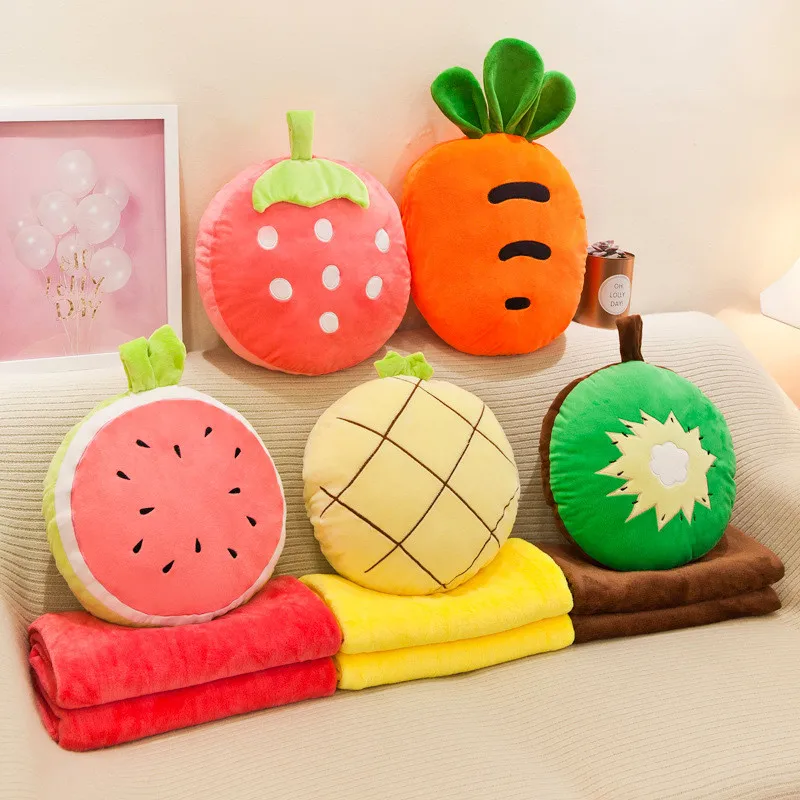 High Quality Plush Velvet Fruits Shaped Pillow Cushion Strawberry Kiwi