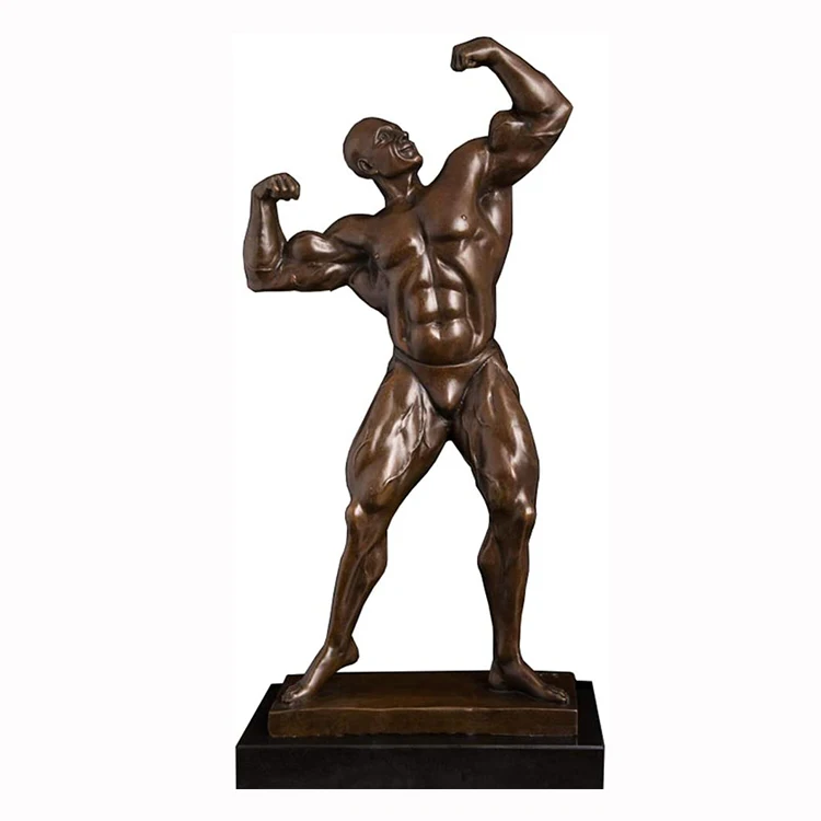 Home Decoration Life Size Metal Figure Statue Brass Bronze Bodybuilding Nude Man Statue