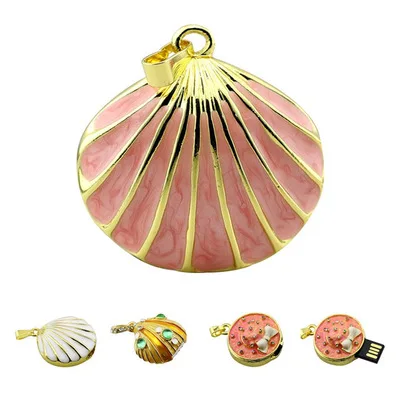 Custom Shell Jewelry USB Flash Drive With Necklace Gift Box Free Logo From Factory Bulk Wholesale - ANKUX.COM