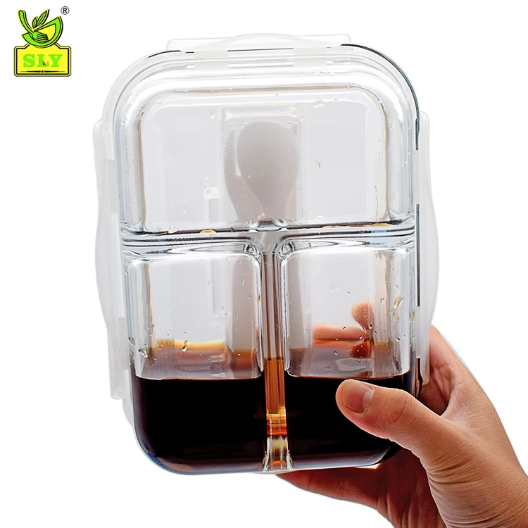 3 Compartments Glass Material Bento Lunch Box 36oz Glass Food Container