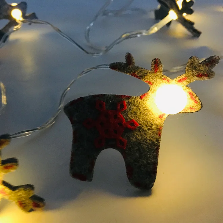 Warm Christmas Decoration Non-woven Sika Deer Snowflake String Light  Led