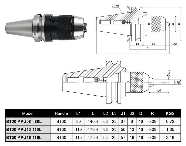 High Quality Bt30 Bt40 Bt50 Apu08 Apu13 Apu16 Auto Clamping Apu Drill ...