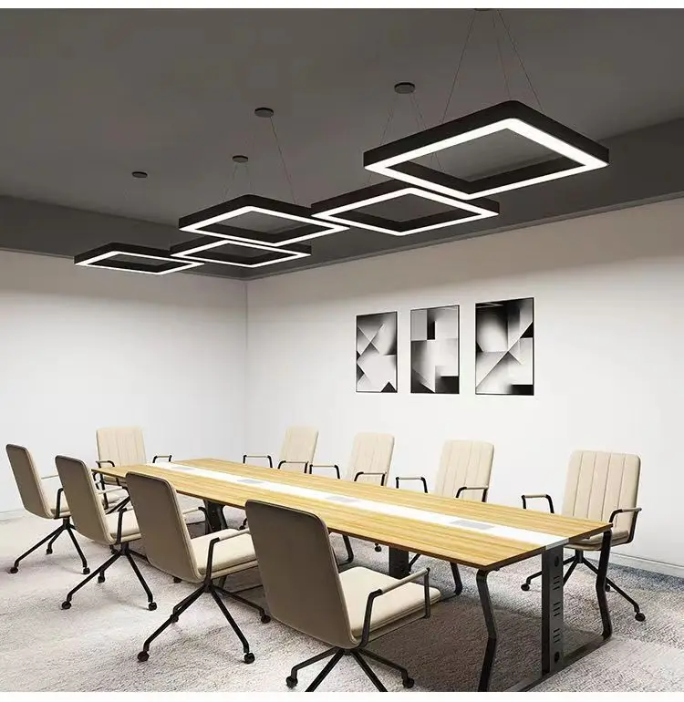 product led office square chandelier for meeting rooms gyms shopping malls ceiling lamp with modeling light-16