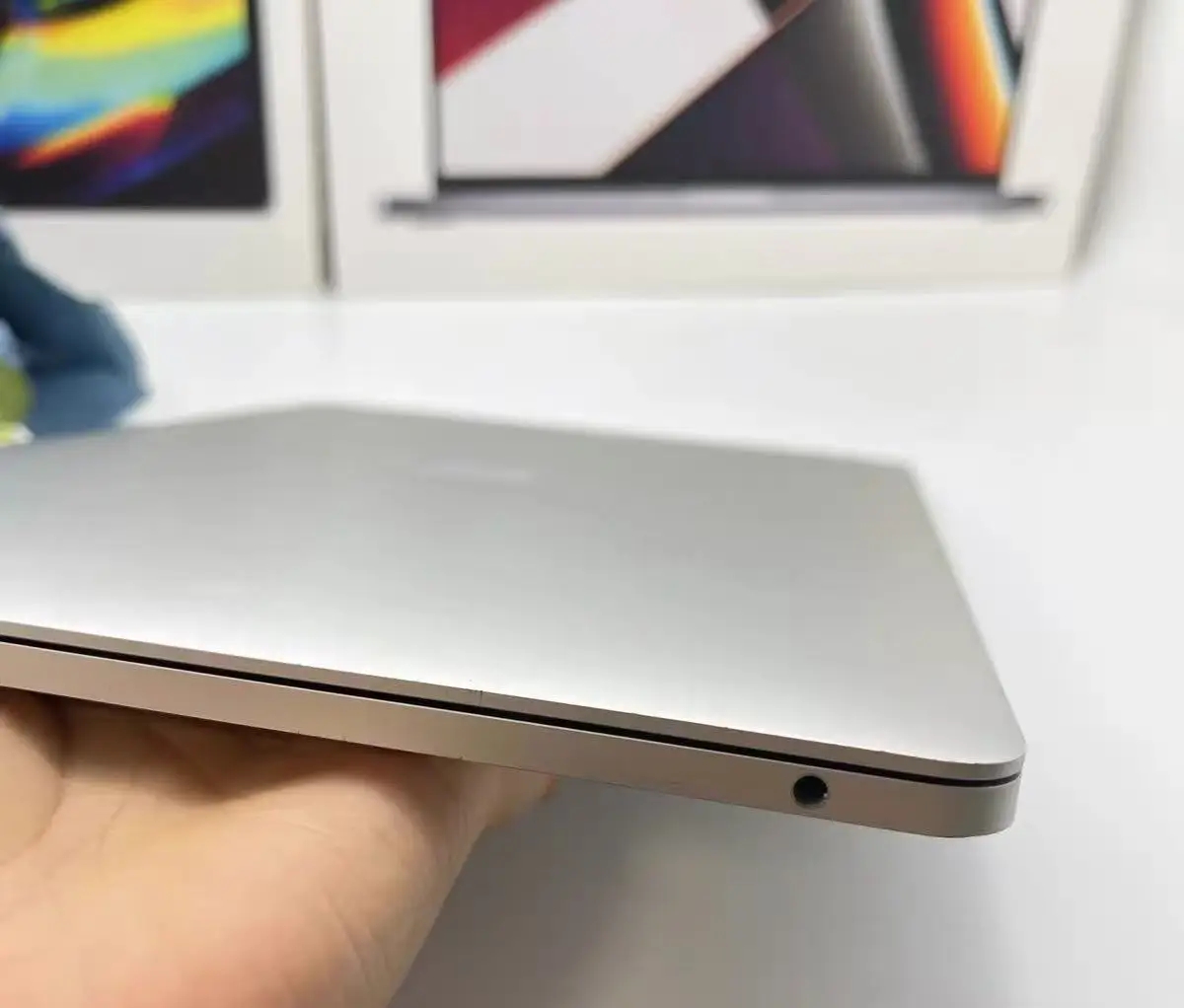 Close-up of MacBook Air M1 keyboard and trackpad showing build quality