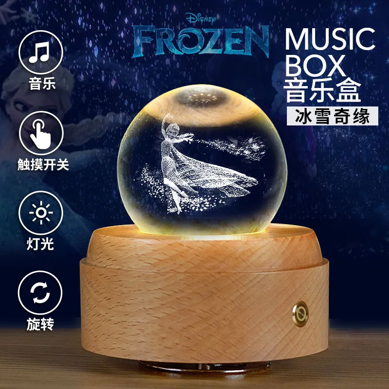 SNOWINSPRING 3D Caja De Música con Forma De Bola De Cristal The Deer Luminous Rotating Musical Box con Proyección Led Light 