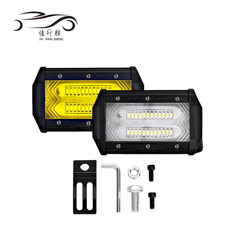 New Type 72W 24 Leds Work Bar 5Inch White Yellow Waterproof Work Light Driving Fog Lamp SUV UTV Bus Offroad vehicles