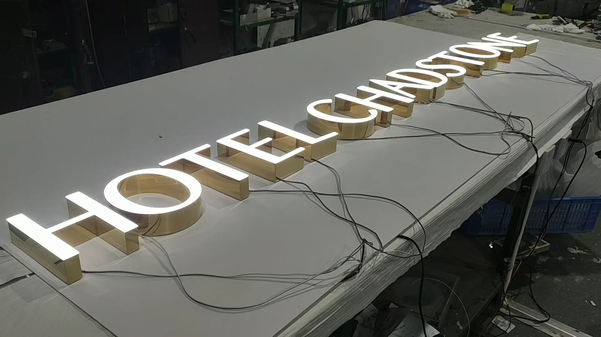 Factory Light Up Frontlit Gold Letter Shop Stainless Steel Business ...