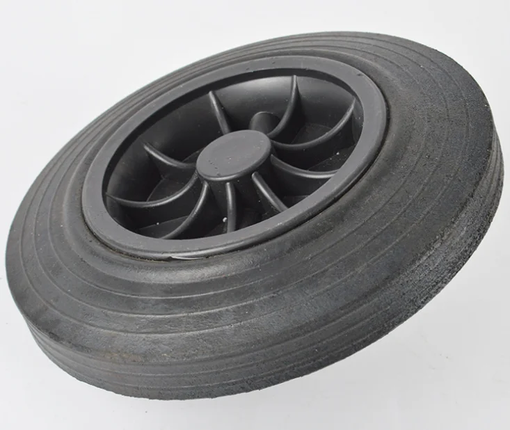 8英寸实心橡胶轮垃圾箱轮垃圾桶车轮