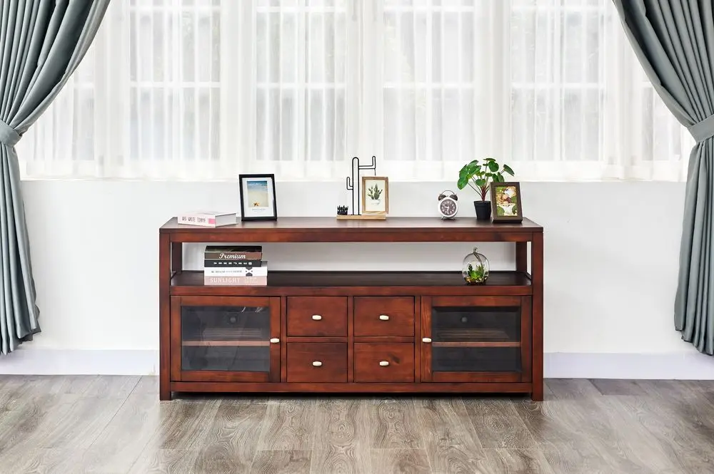 Modern Simple Apartment Coffee Color Kona Tv Console Stand Living Room