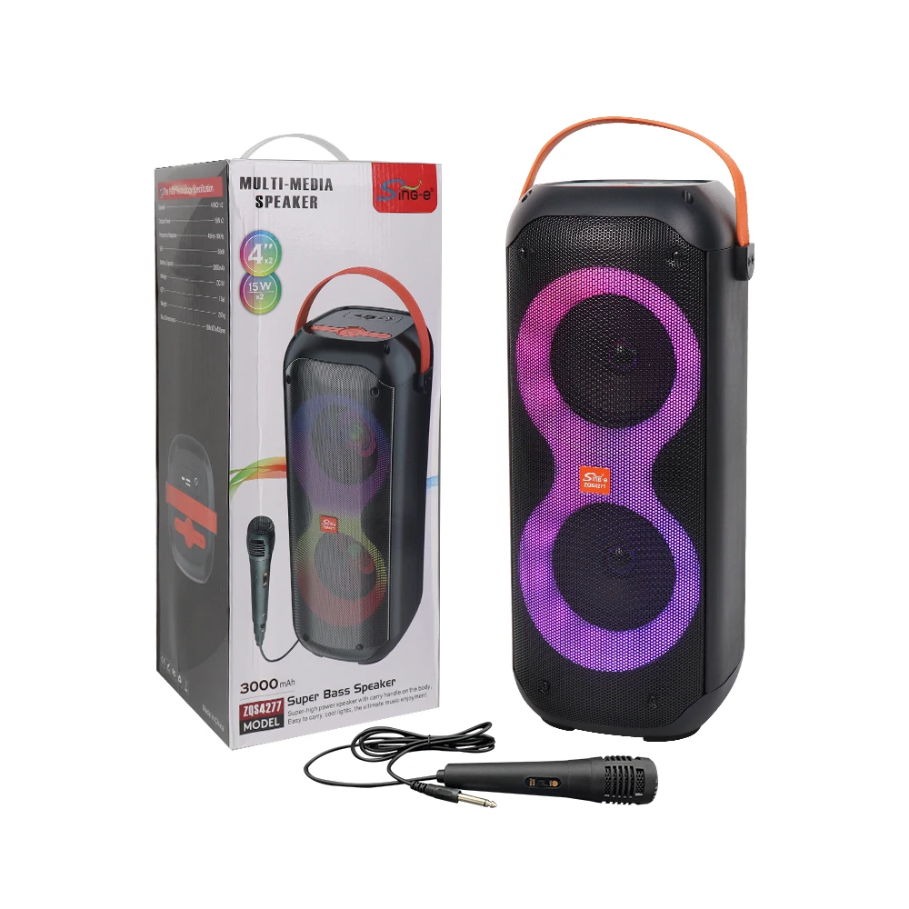 SING-E ZQS4277 Portable Dual 4-Inch Blue Tooth DJ Speaker Wireless