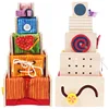 Montessori Stacking & Nesting Cube, Wooden Shape Sorter Box, Learn to Dress, Color Recognition Toy for Baby Early Development