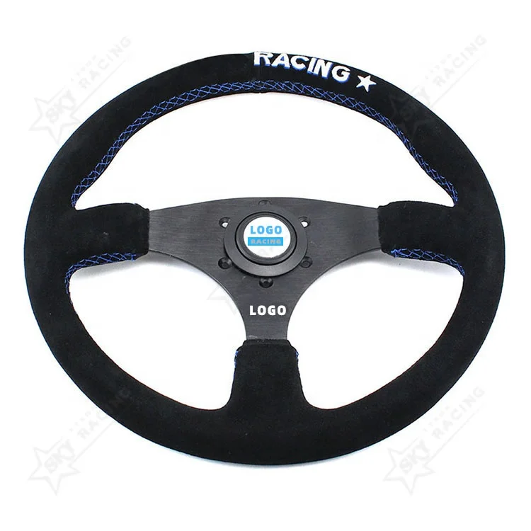 Jdm Racing 350mm Suede Leather Steering Wheel Drift Racing Classical Flat Steering Wheel
