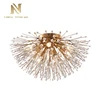 High quality indoor modern lighting LED brass iron glass ceiling lamp