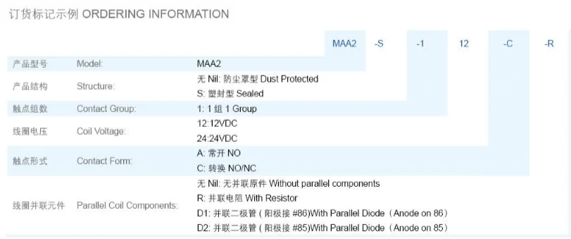 Meishuo MAA2-S-112-A Auto Mini 12v 30a 14vdc Relay