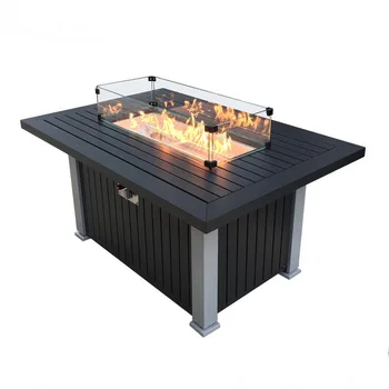 55,000 Btu Rechteck Aluminium Outdoor Propan Gas Feuerstelle Tisch Mit