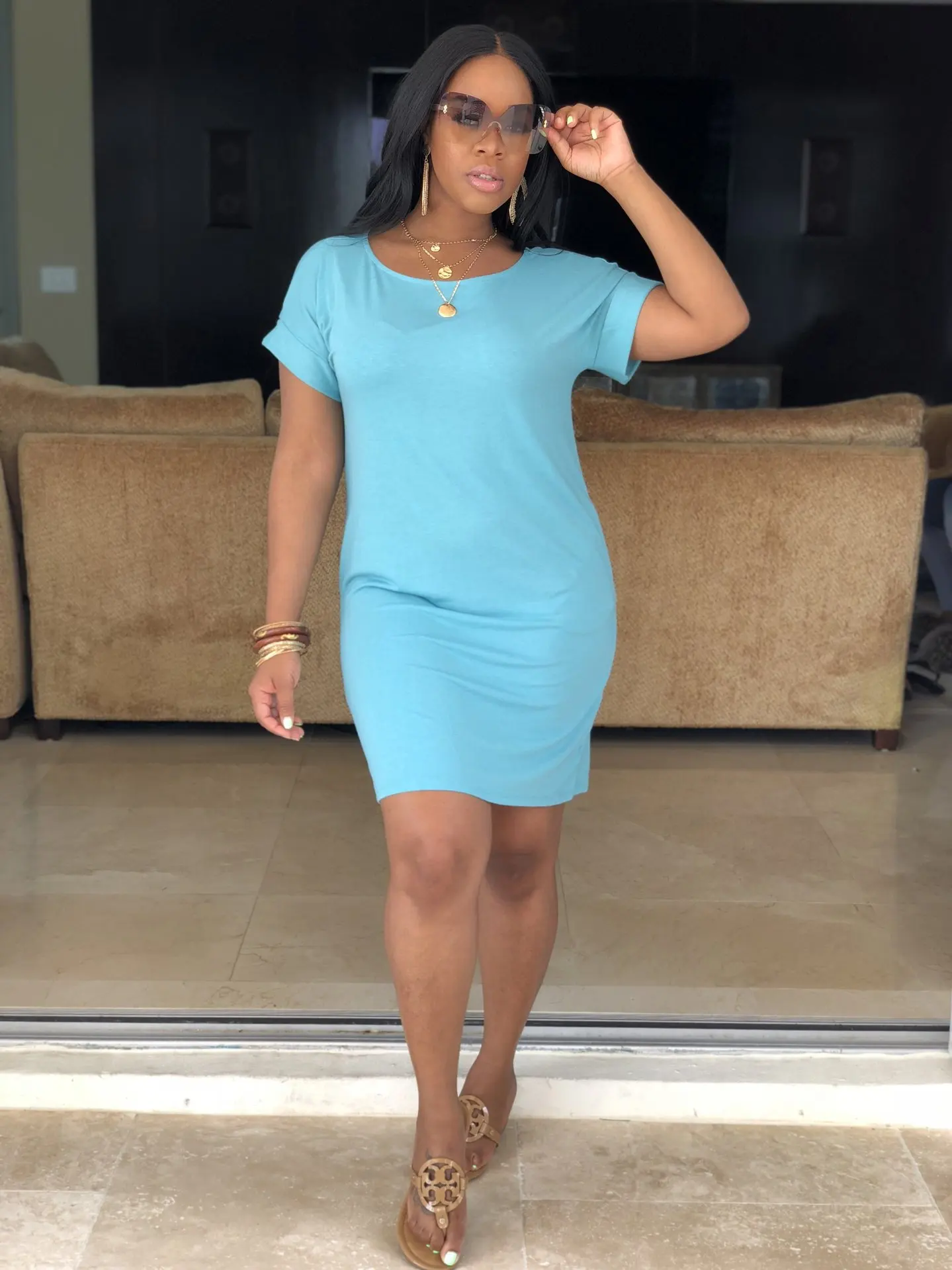 2020 Summer Fall New Style Fashion Casual Solid Color Women Dresses