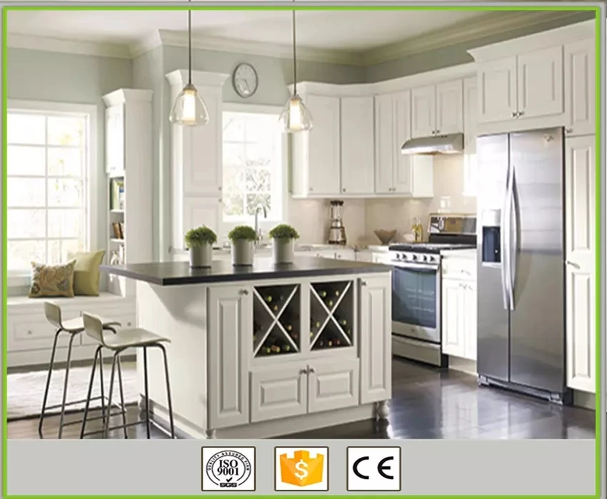 Made in China Modern Simple Designs White Color Solid Wooden Kitchen Cabinet