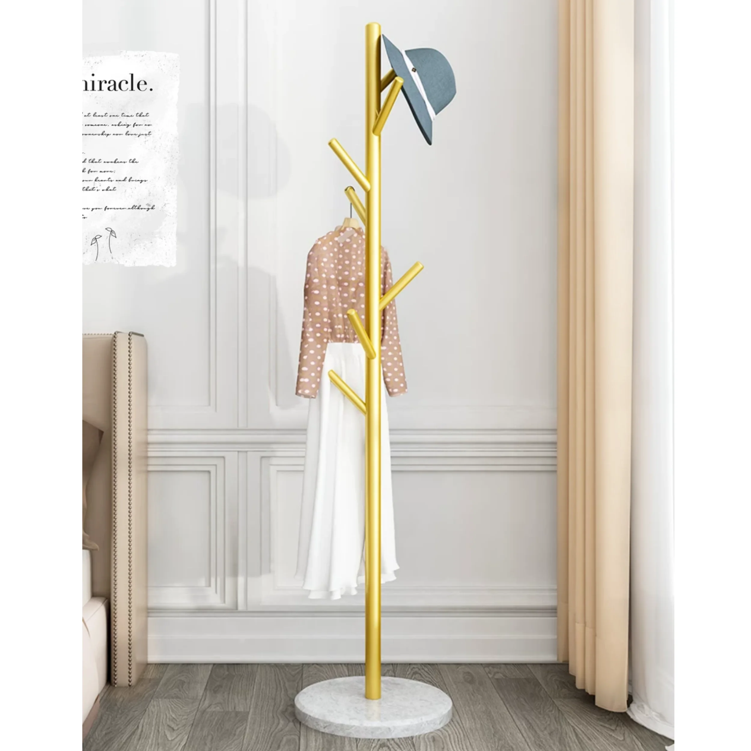 Hot Sale Standing Rack Corner Floor Tree Metal Coat Rack Stand Entryway