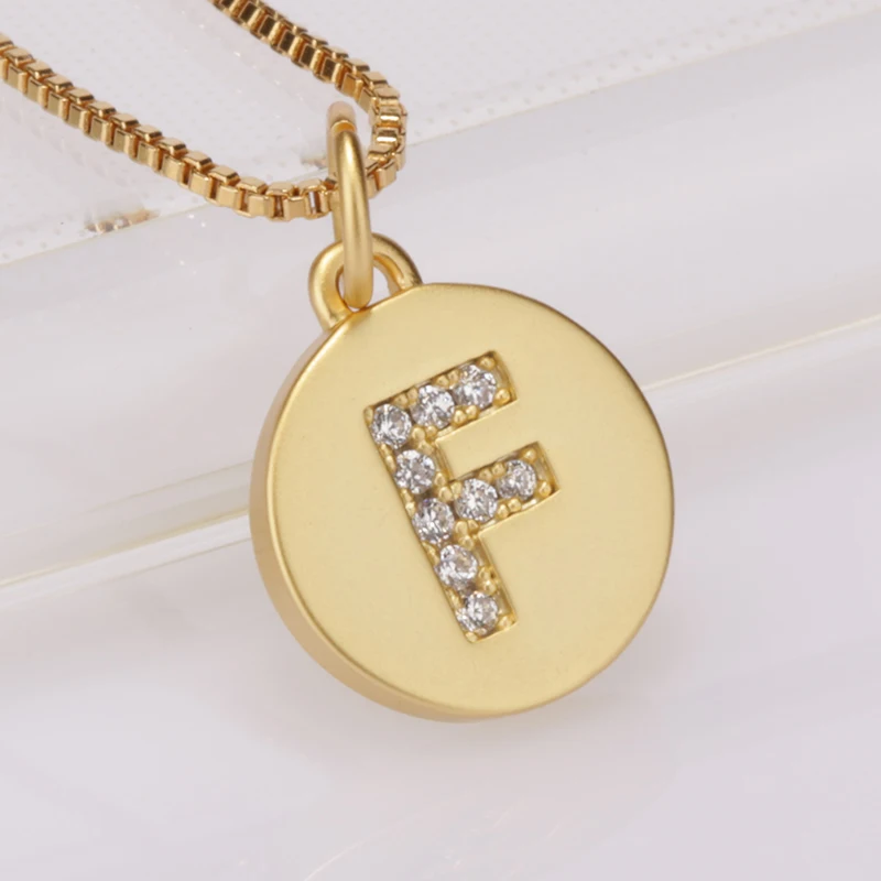 Gold Cz Paved Alphabet Letter Abc Name Charms Gold Coin Metal Beads Pendant  Necklace For Man Woman - Buy Jewelry Alphabet Pendants,Bling Letter 